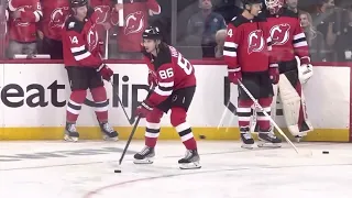 Jack Hughes INSANE Puck Handling during Warmups before Playoffs vs. Rangers