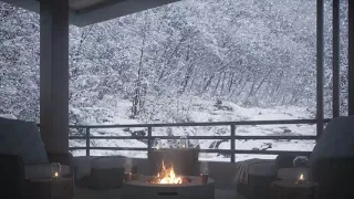 Balcony in quiet winter mountains