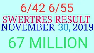 Lotto result today 9pm November 30 2019 - Official PCSO  result - saturday swertres ez2 6/55 6/42