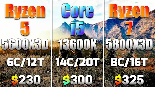 Ryzen 5 5600X3D vs Core i5 13600K vs Ryzen 7 5800X3D | PC Gameplay Tested