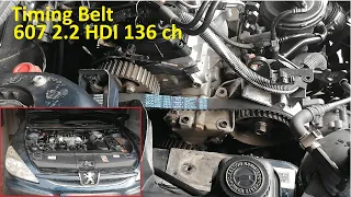 Remplacement courroie de distribution Peugeot 607 2.2 Hdi 136 ch / Timing belt Peugeot 607 2.2 hdi