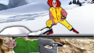 EL PAYASO ME ENTIERRA VIVO EN LA NIEVE !! *segunda prueba del escape room* Exi