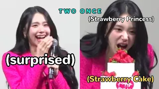 chaeyoung's cute reaction to cipicipi's strawberry birthday cake surprise