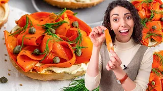 Easy Vegan Carrot Lox Breakfast Bagel!