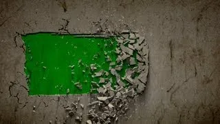 wall collapse B green screen - three different intro effects with sound - free use