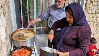 The hard life of grandparents cooking in the yard