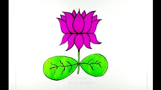 How to Draw Lotus Flower in Easy Way Step By Step || Lotus Flower in Easy Way to Draw