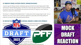 Reaction to Pro Football Focus' 2-Round 2022 NFL Mock Draft: Vikings Go Corner and Guard