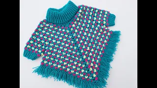 Te va a sorprender este Precioso poncho con mangas y flecos a crochet con patrón en el video