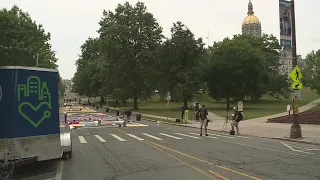 Large Black Lives Matter mural painted on Hartford road