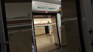 Поезд Юбилейный в стиле метро на станции Елизаровская
