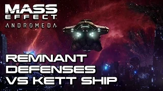 Mass Effect Andromeda - Remnant City Defenses Vs. Kett Ship Scene