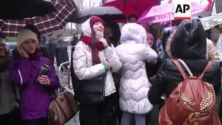 Protesters call for the resignation of Ukrainian President Viktor Yanukovych as rallies continue ove