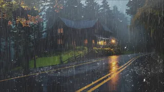 폭우의 백색소음으로 불면증 극복 - 안개 낀 숲길에서 비와 천둥소리와 함께 휴식 | ASMR
