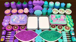 PURPLE vs MINT! Mixing Random into GLOSSY Slime ! Satisfying Slime Video #297