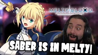 Saber From Fate Is Now In Melty Blood!! | Saber Gameplay Trailer Reaction