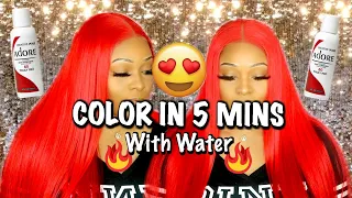 How To Dye Your Lace Frontal Wig 🔥RED | NO Damage NO Stained Lace | Water Color Method