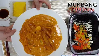 리얼먹방]태리로제♪주먹밥필수ㅣRose sauce tteokbokkiㅣRice ballㅣロゼソーストッポッキㅣおにぎりㅣEATING SHOW l MUKBANG l