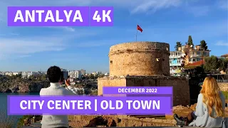 Antalya 2022 Old Town 4 December Walking Tour|4k UHD 60fps