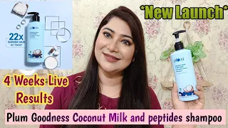 Plum Goodness Coconut Milk and peptides strength shampoo Review| plum coconut milk peptides shampoo