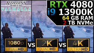 Assassin's Creed Valhalla | 1080p vs 1440p vs 2160p | RTX 4080 | i9 13900K | 64GB RAM | 2TB NVMe