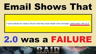 Email Shows that Patch 2.0 was a *FAILURE!*.. What Does This Mean for RAID?.. (RAID: Shadow Legends)