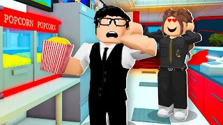 I Worked At The MOVIES.. Owner Had A CRUSH On Me.. (Roblox Bloxburg)