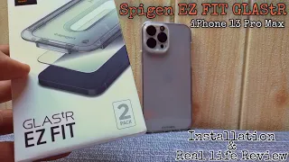 Spigen EZ FIT GLAStR Screen Protector for iPhone 13 Pro Max (Installation & Real life Review)