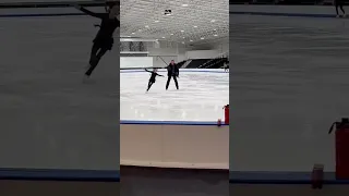 When you take your coach down with you! (Figure skating fails) #shorts #figureskating