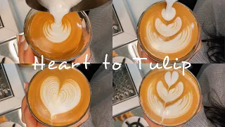 BARISTAJOY ☕️ How to make Heart to Tulip Latte Art