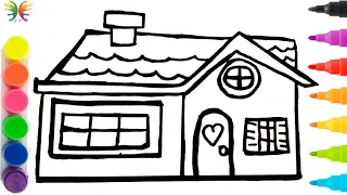 Little House Drawing Colouring  Painting for kids toddlers how to draw a house easy Art fun