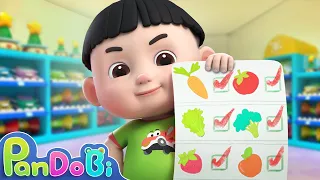 Let's Go Shopping Song | Learn Veggies and Fruits for Kids | Pandobi Nursery Rhymes & Kids Songs