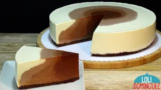 TARTA SORPRESA DE QUESO CON CHOCOLATE, SIN HORNO. Loli Domínguez - Recetas paso a paso, tutorial.