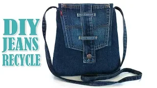 DIY JEANS LONG STRIP BAG IDEA OUT OF OLD JEANS // Cute Purse Bag From Jeans Pants Recycle