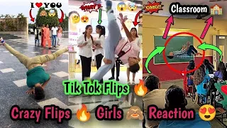 Tik Tok Stunts On Public Reaction 🤯 | FlipsIn Public Girls reaction 😱 #flip #publicreaction #stunt