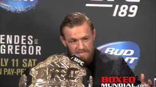 Conor Mcgregor talks Chad Mendes victory at UFC 189 post fight presser