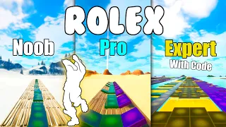 Rolex (Rollie Emote) Noob vs Pro vs Expert (Fortnite Music Blocks) - Code in Description