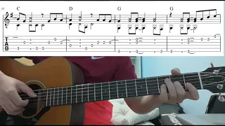 Stand By Me (Ben E.King) - Easy Fingerstyle Guitar Playthrough Lesson With Tabs