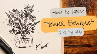 How to Draw a Simple Flower Bouquet (using Daisies and Lavenders)