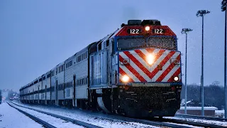 [4K] BNSF Racetrack Evening Rush Hour in Winter (Metra 211 Caught!)