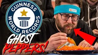 MOST GHOST PEPPERS EATEN in TWO MINUTES! GUINNESS WORLD RECORD! BHUT JOLOKIA! | MIKE JACK EATS HEAT!