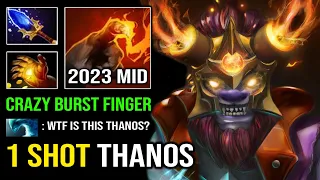 NEW 2023 SOLO MID GUIDE 1 Shot Thanos Lion First ITEM Midas Crazy AoE 17 Stack Finger Dota 2