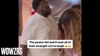 The pastor fell and it took all their strength for them not to laugh!