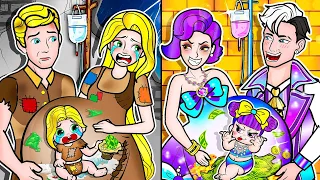 [🐾paper dolls🐾] Rich vs Poor Family in Hospital  | Rapunzel Family 놀이 종이