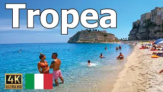 Tropea, Calabria, Italy - Walking Tour in 4K - Beach, Town Center, and Panoramic Views