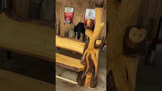 Chainsaw carved Owl Bench