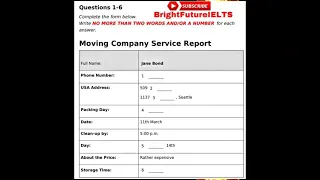 IELTS 2021 LISTENING MOVING COMPANY SERVICE REPORT PRACTICE TEST || INTERMEDIATE LEVEL || BEST TEST