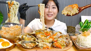 MUKBANG) ※정신없음 주의※ 아빠표 간장게장 날치알밥 소면 사리까지!🦀💕 먹방 Ganjang gejang soy marinated crabs asmr eating