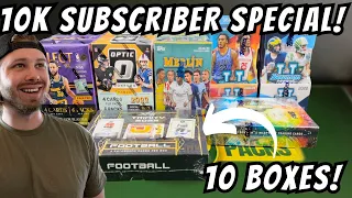 Opening 10 Boxes of Sports Cards! 10k Subscriber Special!