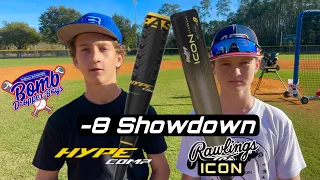 "-8 SHOWDOWN" | EASTON HYPE COMP vs RAWLINGS ICON | USSSA bat review